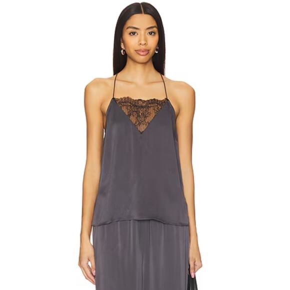 Karina Grimaldi Regatta Black Lace Trim Tank Top Medium - Picture 1 of 8